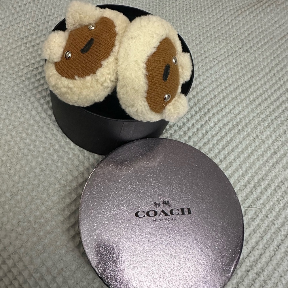 Authentic Coach Bear Shearling Ear Muffs